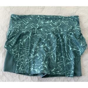 Athleta Ace Printed Tennis Pickleball Skort 2X Teal Blue Ripple Print Pull On